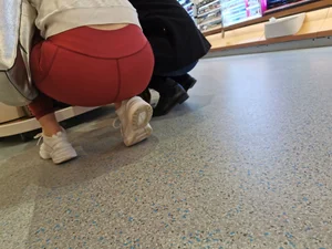 Nice ass in tight red leggings shopping