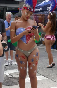 Painted NYC girls in thongs with amazing bodies