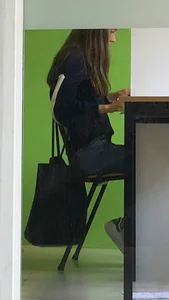 Hot college girl with tight jeans bottom