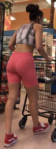 Pink spandex shorts and some problematic leggings