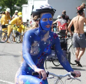 Seattle Fremont Solstice smoking hot nude painted lady with nice pussy and body
