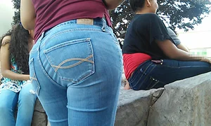 Nice Latina ass in tight jeans with vpl