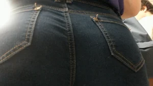 Firm Candid Teen Booty in Blue Jeans Closeup Photos