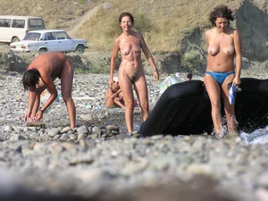 Nude beach and topless girls