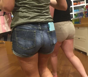 Hot Ass in Denim Shorts With a Phone in the Back Pocket Store Creepshots Gallery