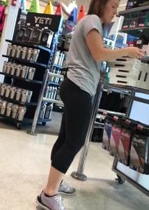 Dick's sexy employees in leggings with nice asses