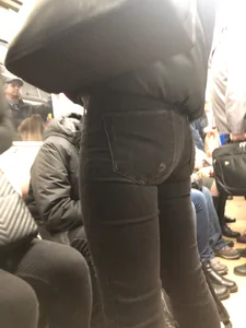 Nice Ass in Grey Jeans Subway Train Closeup Creepshots