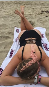 One-Piece Swimsuit Beach Creepshot with Bare Feet