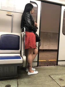 Nice Thin Tattooed Legs Candid Photos - Hot Girl on the Subway Station