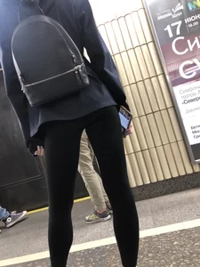 Candid Girl in Leggings Subway Creepshots Series - Booty and Crotch Closeups