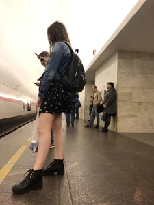 Girl in a Skirt with Hot Pale Legs Subway Creepshots