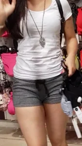 Nice ass shopping in short and tight grey shorts
