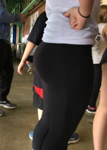 Big booty babe at a baseball game in tight leggings