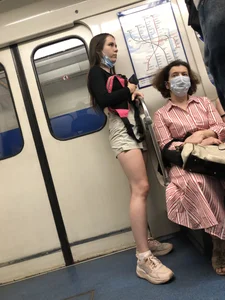 Cute Teen in Shorts, a Top and Sneakers Subway Huge Creepshots Collection
