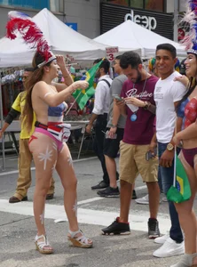 Painted NYC girls in thongs with amazing bodies