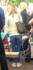 New milfs on street markets wearing tight blue jeans!