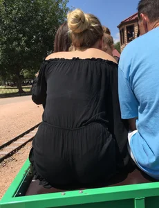 Blonde bending over in black shorts with vtl