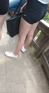 Blonde in Nike pro shorts