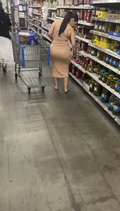 Fat Ass Latina in Tight Beige Dress VPL