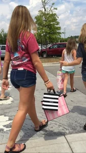 Cute Girl in Mini Shorts Street Candid Photos