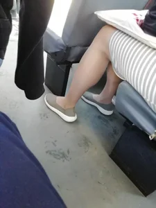 Legs in Pantyhose Closeup Bus Creepshots