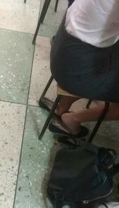Candid College Girl's Feet With Her Flats Taken Off Creepshot