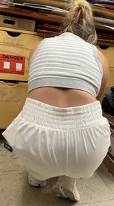 Blonde in white shorts squatting and cleaning (oc)