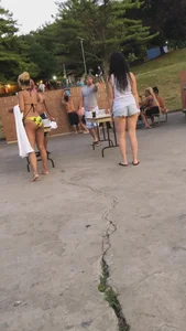 Party babes in bikinis and swimmsuits