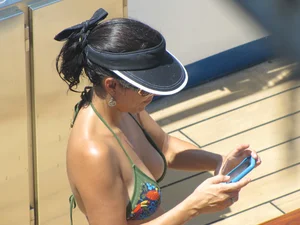 Mostly mature bikini babes on a Carnival cruise