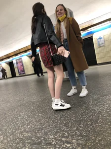Hot slim legs in subway