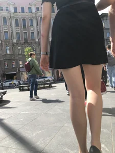 NIce candid girl wearing a skirt street closeups