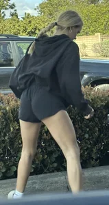 Tight college girl with a plump ass in short shorts