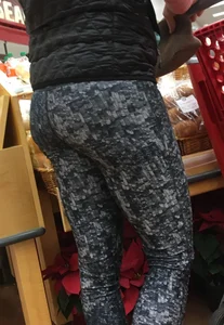 Skinny blonde milf grocery shopping in leggings