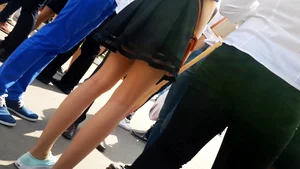 Skinny Legs and a Skirt Street Closeup