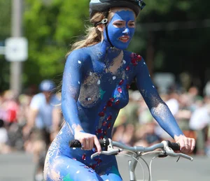 Seattle Fremont Solstice smoking hot nude painted lady with nice pussy and body