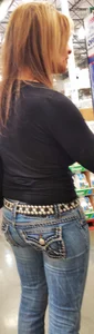 Milf in jeans shopping with big tits