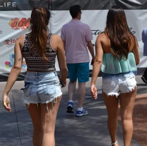 2 sexy friends in cut off shorts in Las Vegas