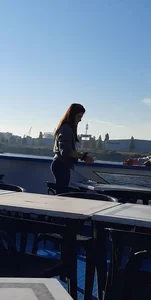 Brunette in tight blue jeans