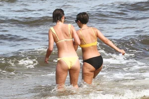 Frankie Bridge nip slips in a bikini on the beach