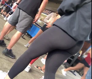 Curly Blonde Hair College Girl in Tight Red Leggings (OC)