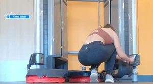 Caught by brunette at the gym