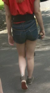 Candid Blonde in Denim Shorts With Nice Legs on the Street Creepshots