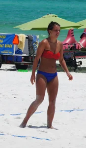 Sexy beach volleyball girls in bikinis