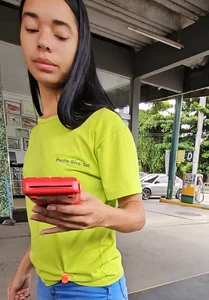 Beautiful gas station attendant