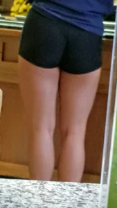 Hot Candid Muscular Legs and a Little Booty in Spandex Mini Shorts Home Creepshot