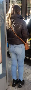 European spanish girl in bus stop