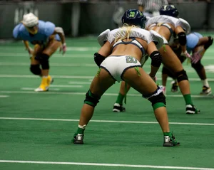 Sexy female football players with hot bodies