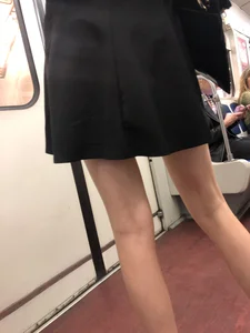 Girl With Long Thin Legs in the Subway Train and on the Escalator Hot Creepshot