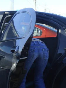 Some candid girls cleaning their cars in jeans and some showing ass crack