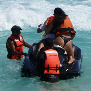 Jet ski babe with a nice ass in black thong